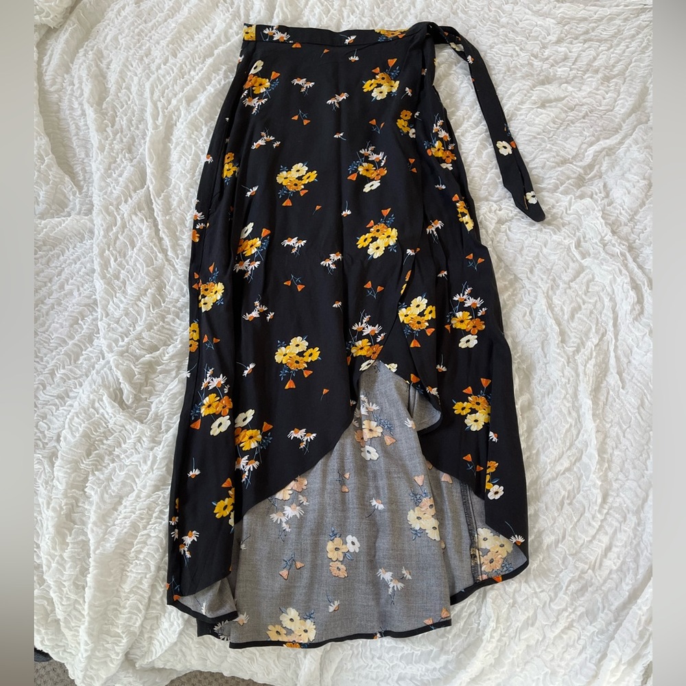 Asymmetrical Wrap Midi Skirt